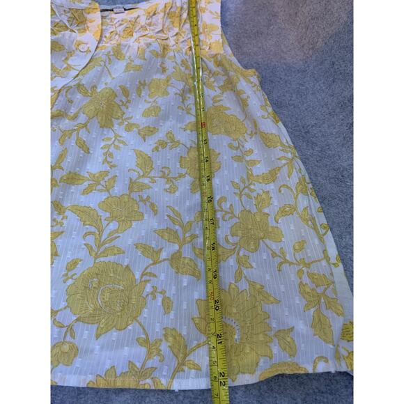 Loft Yellow Floral Pleated Yoke Mixed Media Top, Sleeveless, Women’s Size Small - Picture 12 of 12
